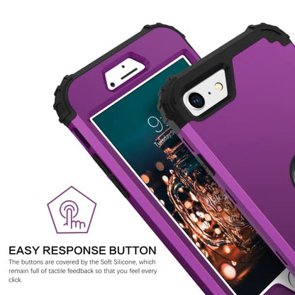BENTOBEN for iPhone SE 2022 Phone Case and iPhone SE 2020 Case, Heavy Duty 3 in 1 Full Body Rugged Shockproof Hybrid Hard PC Soft Rubber Bumper Drop Protective Girls Women Cover, Deep Purple/Black - color: Black/Deep Purple