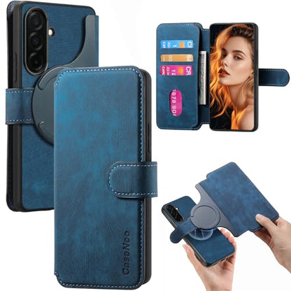 2 in 1 Wallet Case for Samsung Galaxy S25 FE CMG Blue | PU Leather Magnetic Flip Folio Case with RFID Blocking Card Holder, Credit Card Slots Kickstand, Shockproof Protective Cover - color: Blue, size: Samsung Galaxy S25 FE