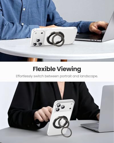 UBeesize Magnetic Phone Ring Holder for MagSafe, Double-Sided Magnet Cell Phone Grip, Portable Finger Kickstand Compatible with iPhone 17 16 15 14 13 12 Series and Android Phones
