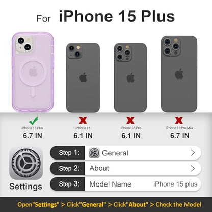 Follaroma Magnetic for iPhone 15 Plus Case, Heavy Duty Phone Cases, Purple | Compatible with MagSafe, Heavy Duty Shock proof Protection, Military-Grade Anti-Drop, Dual Layer Transparent Protective Cover - color: Purple, size: iPhone 15 Plus 6.7''