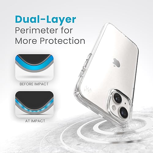 Speck Clear iPhone 14 Pro Case - Drop Protection, Scratch Resistant Dual Layer Slim Phone Case for 6.1 Inch iPhones 14 Pro - MagSafe Compatible - Anti-Yellowing - Presidio Perfect - Clear - color: Clear