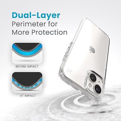 Speck Clear iPhone 14 Pro Case - Drop Protection, Scratch Resistant Dual Layer Slim Phone Case for 6.1 Inch iPhones 14 Pro - MagSafe Compatible - Anti-Yellowing - Presidio Perfect - Clear - color: Clear
