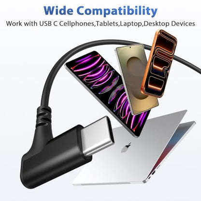 USB C Headphones with Case & Mic Wired Earbuds 90° Angled for Apple Android - color: Black