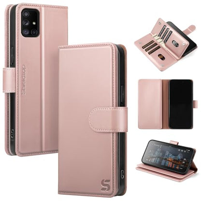 Shieldtop Compatible with Samsung Galaxy A71 5G Wallet Case with Card Holder,Women Men RFID Blocking PU Leather Folio Flip TPU Protective Cover Credit Card Slots,Phone Case for Galaxy A71,Rose Gold - color: Rose Gold