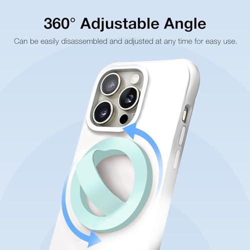 Magnetic Silicone Phone Grip | Super Strong Magnetic Design, 360° Rotation, Comfortable Grip, Compatible with iPhone 16/15/14/13/12 Series, Perfect for Selfies and Watching Videos (Light Cyan) - color: Light Cyan