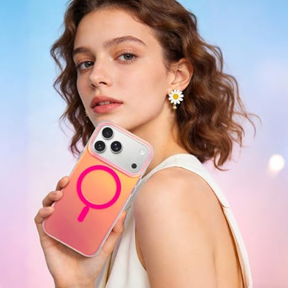 Fiyart Magnetic for iPhone 17 Pro Case - Iridescent Cute 6.3" Rose Red - color: Iridescent Rose Red, size: iPhone 17 Pro
