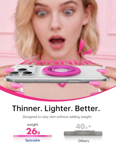 SYNCWIRE for MagSafe Phone Grip, Magnetic Phone Ring Holder - color: Hot Pink