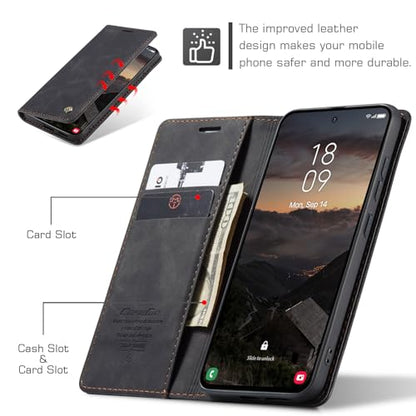 Compatible with Samsung Galaxy S26 5G Case with Card Holder, Kickstand Protective Flip Folio Leather Wallet Case for Galaxy S26 5G 6.3 inch (Black) - color: Black, size: S26 6.3 Inch
