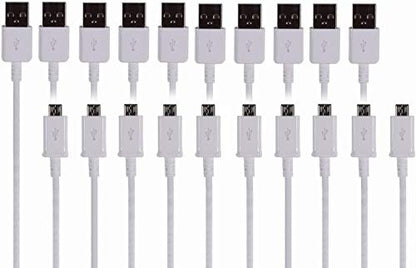 10-Pack Micro USB Cable Wholesale Lot (Bulk Discount) - 1 M/3.3 ft Universal Charging Sync and Charge Micro USB to USB A Cords, Data Cable for Samsung Galaxy, HTC, LG, Android, Windows Phone