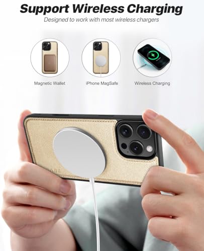 OCASE for iPhone 16 Pro Case Detachable Wallet Case with Card Holder, 2 in 1 Pu Leather Flip Folio with RFID Blocking Stand Wrist Strap Shockproof Phone Cover 6.3 Inch 2024, Gold | Magnetic 2 in 1 Wallet, RFID Blocking Flip Case, PU Leather Case, Kickstan