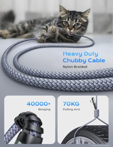 AINOPE 240W USB C to USB C Cable [10FT] Right Angle C to C Cable - color: Grey, size: 10FT