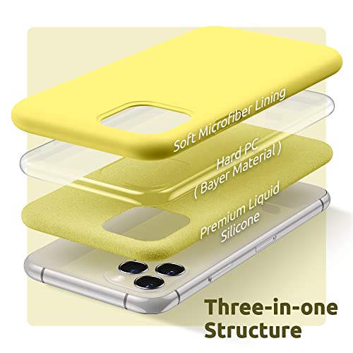 SURPHY Compatible with iPhone 11 Pro Max Case 6.5 inches, Thickened Liquid Silicone Phone Case (with Microfiber Lining) for iPhone 11 Pro Max 2019, Yellow - color: Yellow