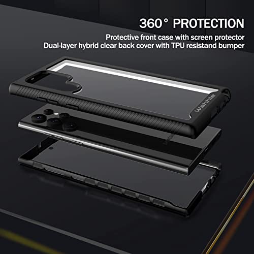 Compatible with Samsung Galaxy S22 Ultra Case, Built in Screen Protector Full Body Shockproof Slim Fit Bumper Protective Phone Cover for Samsung S22 Ultra 5G-Black/Clear - size: Samsung S22 Ultra