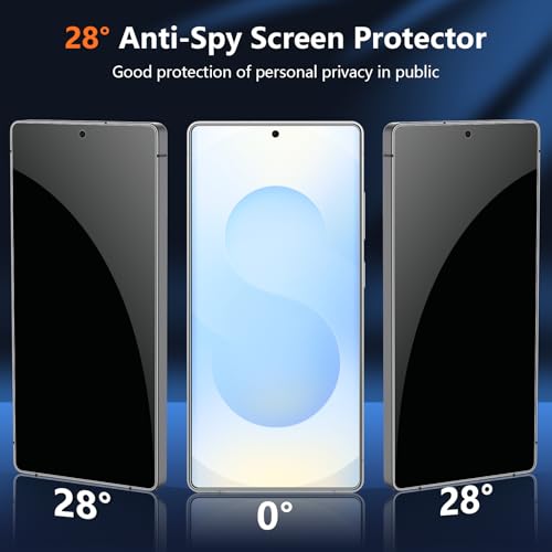 [2 Pack] Privacy Screen Protector for Samsung Galaxy S25, Ultrasonic Fingerprint Support, Auto-Alignment Frame, Easiest to Installation, Scratch-Resistant, Bubble-Free - size: Galaxy S25