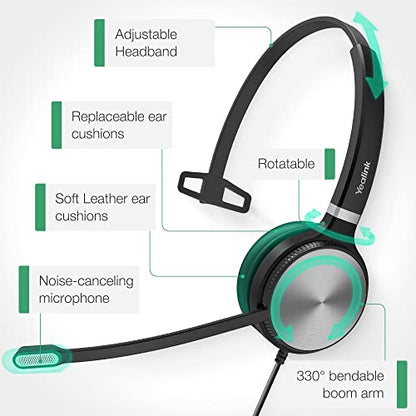 Yealink UH36 USB Headset with Mic 3.5mm Wired Headphones for PC Computer