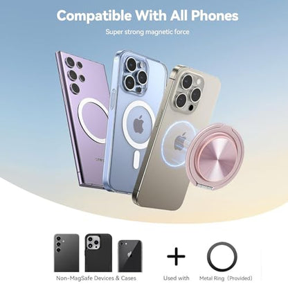 Cell Phone Grip for with Kickstand, Secure Hold for iPhone Cases, Adjustable Foldable Desktop Phone Holder Cradle Dock Compatible (Pink Stainless Steel) - color: Pink Stainless Steel