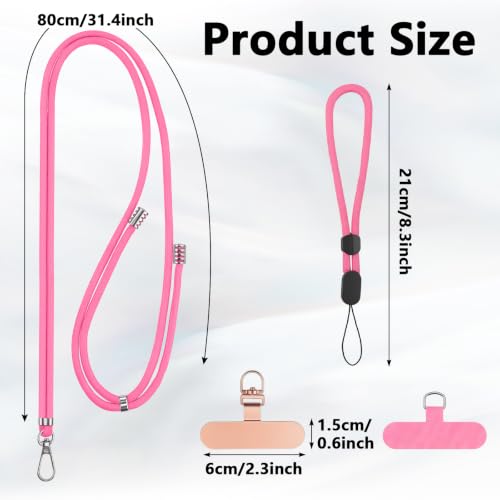 2 Pack Phone Lanyard And Wrist Strap Set With Tether Tabs, Black Pink - color: Black Pink