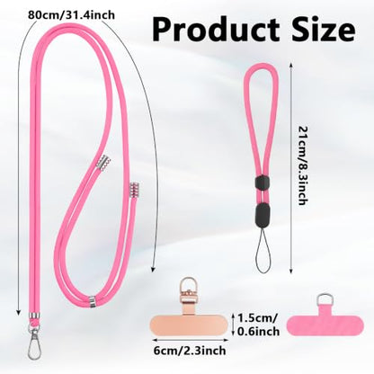 2 Pack Phone Lanyard And Wrist Strap Set With Tether Tabs, Black Pink - color: Black Pink