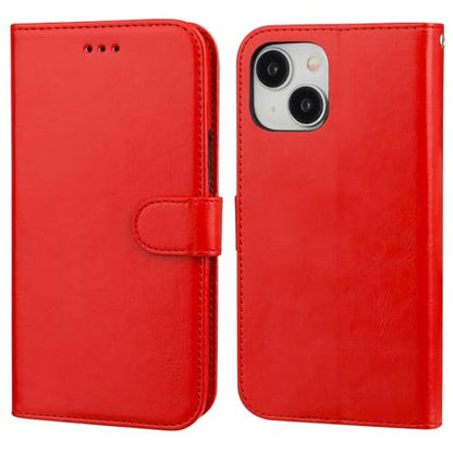 Bocasal Detachable Wallet Case Card Holder for iPhone 15, Red | RFID Blocking Kickstand Card Slots Holder PU Leather Magnetic Shockproof Wrist Strap Removable Flip Protective Cover 6.1 inch - color: Red