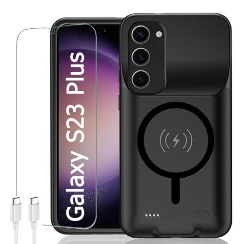 Battery Case for Galaxy S23 Plus,Upgraded 12000mAh Rechargeable Portable Extended Battery Pack Supported Qi Wireless Charging Case Compatible with Galaxy S23 Plus(6.6 inches) Charging Case-Black - size: Galaxy S23 Plus
