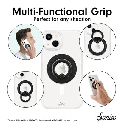 Sonix Magnetic Phone Grip and Phone Ring Holder - Compatible with MagSafe - Rotatable Kickstand and Phone Holder for iPhone 16, 15, 14, 13, 12 Series - Matte Black - color: Black