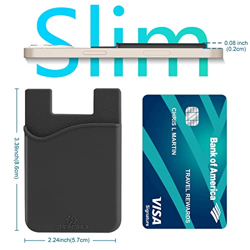 SHANSHUI 4-in-1 Phone Card Holder: Premium Silicone Wallet for ID, Drivers License, Credit Cards - Fits All Mobile Phones - color: Black,White, Grey (4pcs )