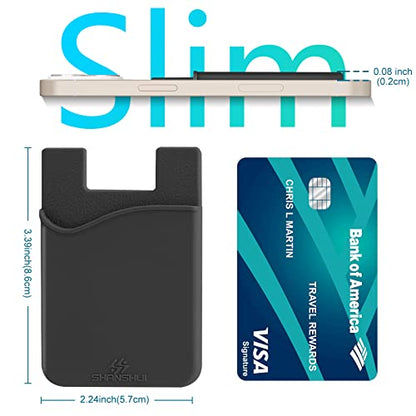 SHANSHUI 4-in-1 Phone Card Holder: Premium Silicone Wallet for ID, Drivers License, Credit Cards - Fits All Mobile Phones - color: Black,White, Grey (4pcs )