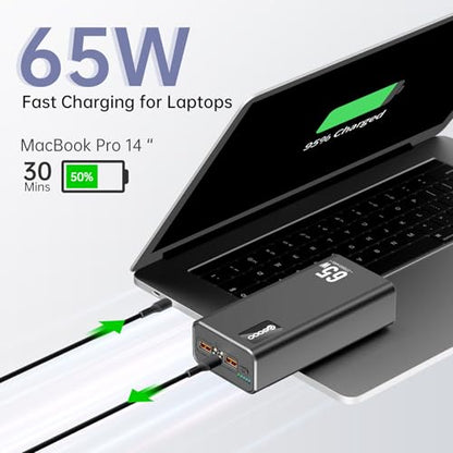 PSOOO Power Bank 65W 27000mAh Laptop Battery Pack - color: Black