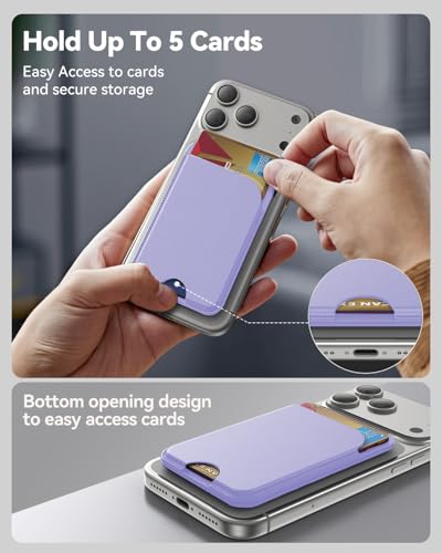 TWZKG for MagSafe Wallet, 5 Cards Holder with Stand, Magnetic Phone Wallet Stand for iPhone 17/16/15/14/13/12 Pro Max Air Plus Series, RFID Blocking Vegan Leather,Purple - color: Purple
