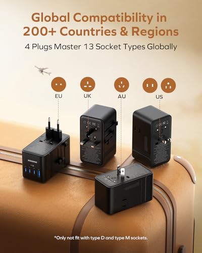 MOMAX 205W GaN Universal Travel Adapter, 9-in-1 Multi-Device Charging Hub - size: 205 W