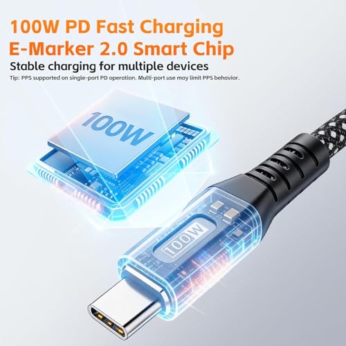 100W USB C Multi Charger Cable 3 in 1, 4ft PD3.0 Fast Charging Cord- 1 Pack