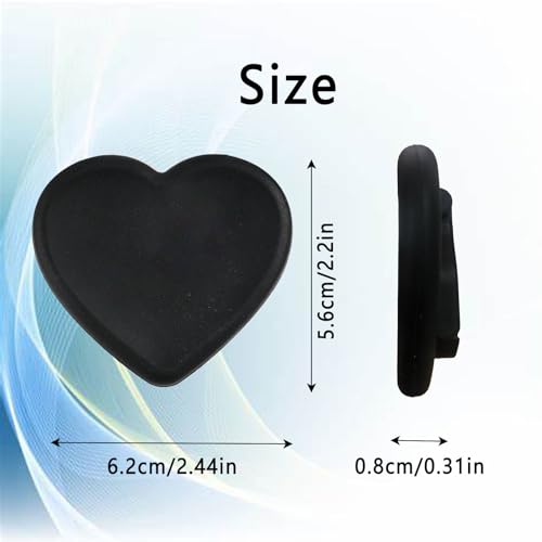 2PCS Heart-Shaped Silicone Mobile Phone Grip Stand,Vilbocr Collapsible Cellphone Finger Grip Holder for Smartphone Tablet Cell Phone Accessory (Black) - color: Black