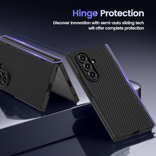 VEGO for Galaxy Z Fold 7 Case with Belt Clip Compatible with Magsafe,Black | Screen Protector & Hinge Protection Full-Body Shockproof Carbon Fiber Hard PC Protective Magnet Case for Samsung Z Fold 7 - color: Black