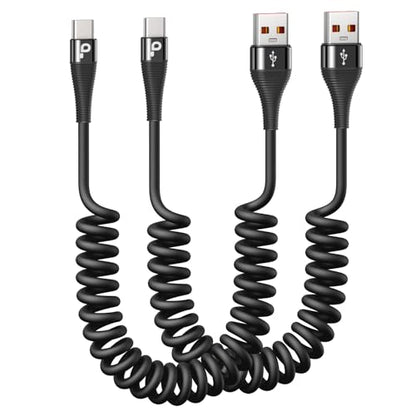USB C Cable Fast Charging, 2Pack 3ft Coiled USB A to USB C Charge Cable for - color: Black, size: 3FT, style: USB A to USB C