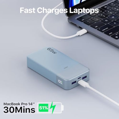 JUOVI 65W Portable Charger for Laptop Power Bank 20000mAh - color: Blue