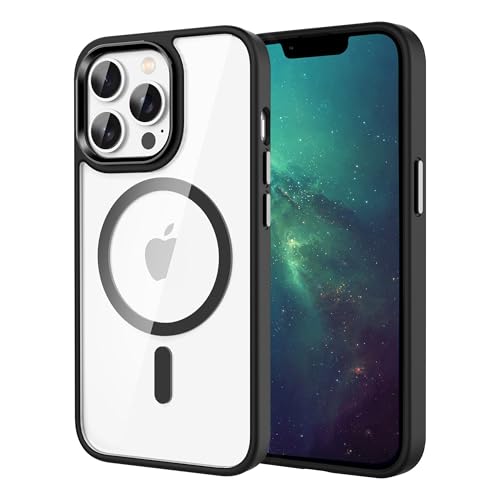 Strong Magnetic for iPhone 16 Pro Clear Black Case Compatible with Magsafe, Anti-Yellowing and Anti-Scratch with Airbag, Upgrade Camera Protective Phone Case - color: Clear Black Magnetic, size: For IPhone 16 Pro