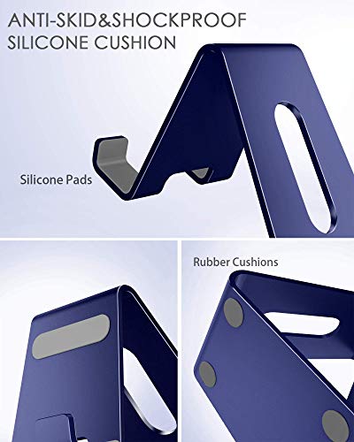 CreaDream Phone Stand Holder, Aluminum Phone Stand for Desk - color: Navy blue
