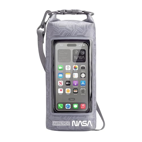 NASA Small Dry Bag with Integrated Waterproof Phone Pouch (Floating, IP68) | Full Phone Screen Control | Floats When Sealed | Detachable Shoulder Strap | Fully Submersible | Fits Phone, Keys & Cash - color: White