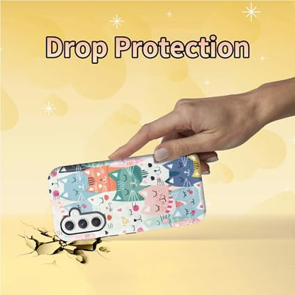 Cartoon Cats Phone Case for Samsung Galaxy S25, Dual Layer Shockproof Rugged Cover with Soft TPU + Hard PC, Anti-Scratch Slim Fit Wireless Charging Compatible - color: Cartoon Cats, size: 6.2" Galaxy S25