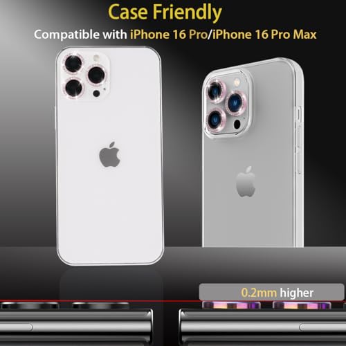 Camera Lens Protector for iPhone 16 Pro/16 Pro Max, Diamond Pink - color: Diamond Pink