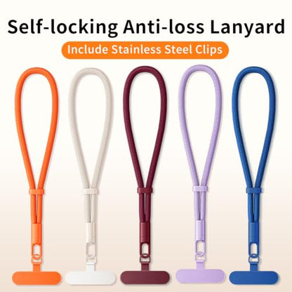 saxsion Lanyard for Phone, Self-Locking Phone Wrist Strap with 0.4mm Ultra-Thin Clip & 360° Hook, Anti-Drop and anti theft phone Strap(Burgundy) - color: Burgundy