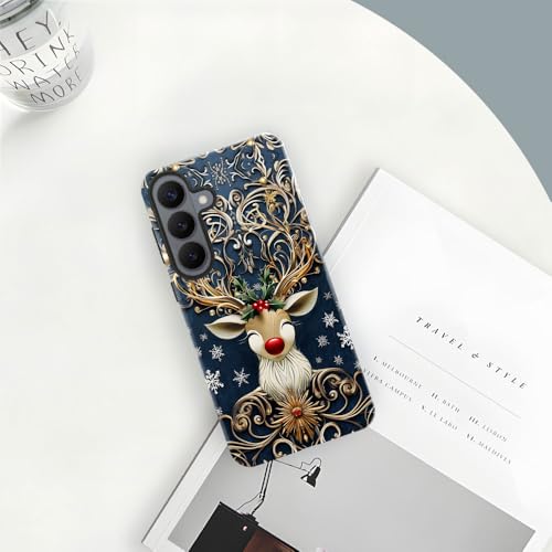 Case for Samsung Galaxy S26,Camera Protection Soft Glossy Phone Case - Christmas Reindeer Golden - color: Christmas Reindeer Golden, size: Samsung Galaxy S26
