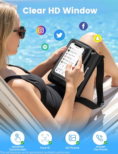 Niveaya IPX8 Floating Waterproof Fanny Pack Holds Phone, Passport & Cash | Large Capacity Touch Screen Adjustable Waist Strap for Kayaking, Paddle Boarding, Waterpark & Swimming Essentials - color: Black&Pink