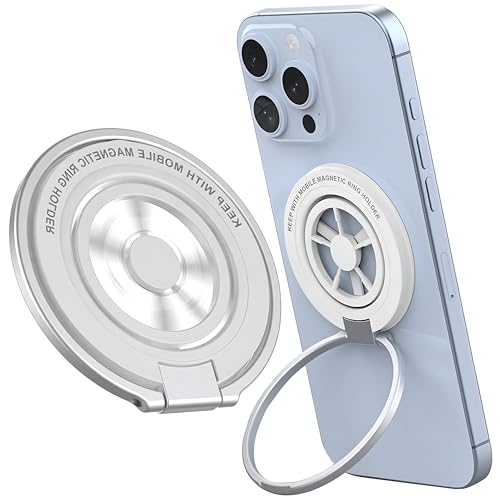 Magnetic Phone Ring Holder for MagSafe, Aesthetic Fidget Spinner Phone Grip - color: White