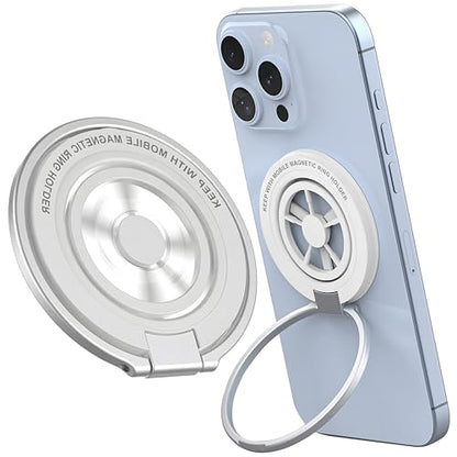 Magnetic Phone Ring Holder for MagSafe, Aesthetic Fidget Spinner Phone Grip - color: White