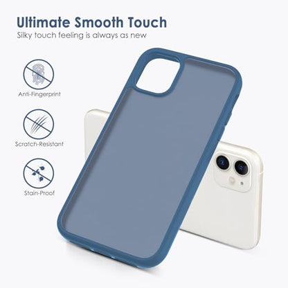 TENOC Phone Case Compatible with iPhone 11, Dark Blue Case Translucent Protective Bumper Matte Hard Back Cover for 6.1 Inch - color: Dark Blue, size: iPhone 11