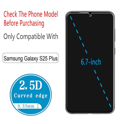 Screen Protector for Samsung Galaxy S25 Plus Tempered Glass - color: Samsung Galaxy S25 Plus-Clear