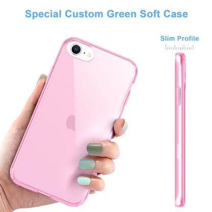 JJGoo Compatible with iPhone SE Case 2022/2020, Compatible with iPhone 7 8 Case Clear Soft Transparent Shockproof Protective Slim Thin Bumper Phone Cover, Pink - color: Pink