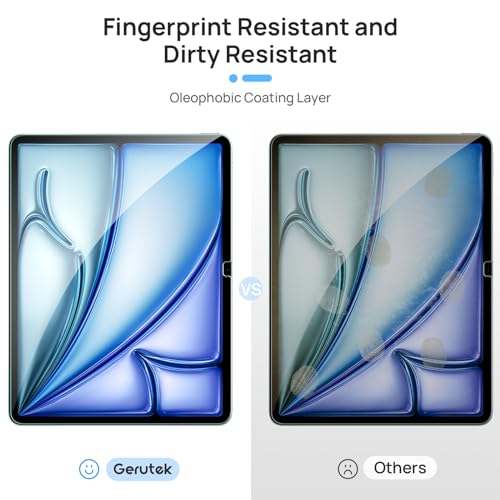 Gerutek 2-Pack Screen Protector for iPad Air 11-inch M4/M3/M2 (2026/2025/2024) Tempered Glass Film for iPad Air 8th/7th/6th Generation 11 inch 9H Hardness, Apple Pencil Compatible & Case Friendly - size: iPad Air 11" M4/M3/M2