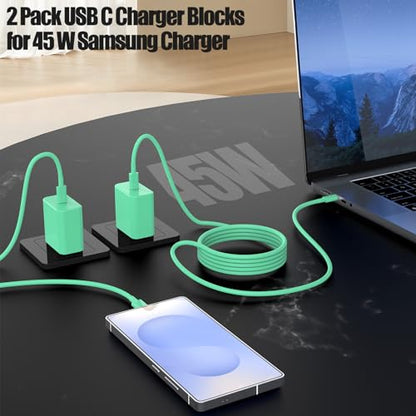 45W USB C Fast Charger for iPhone 17/ Air/16/15 Pro Max - color: Green, size: 2Pack-10FT-iPhone15-17